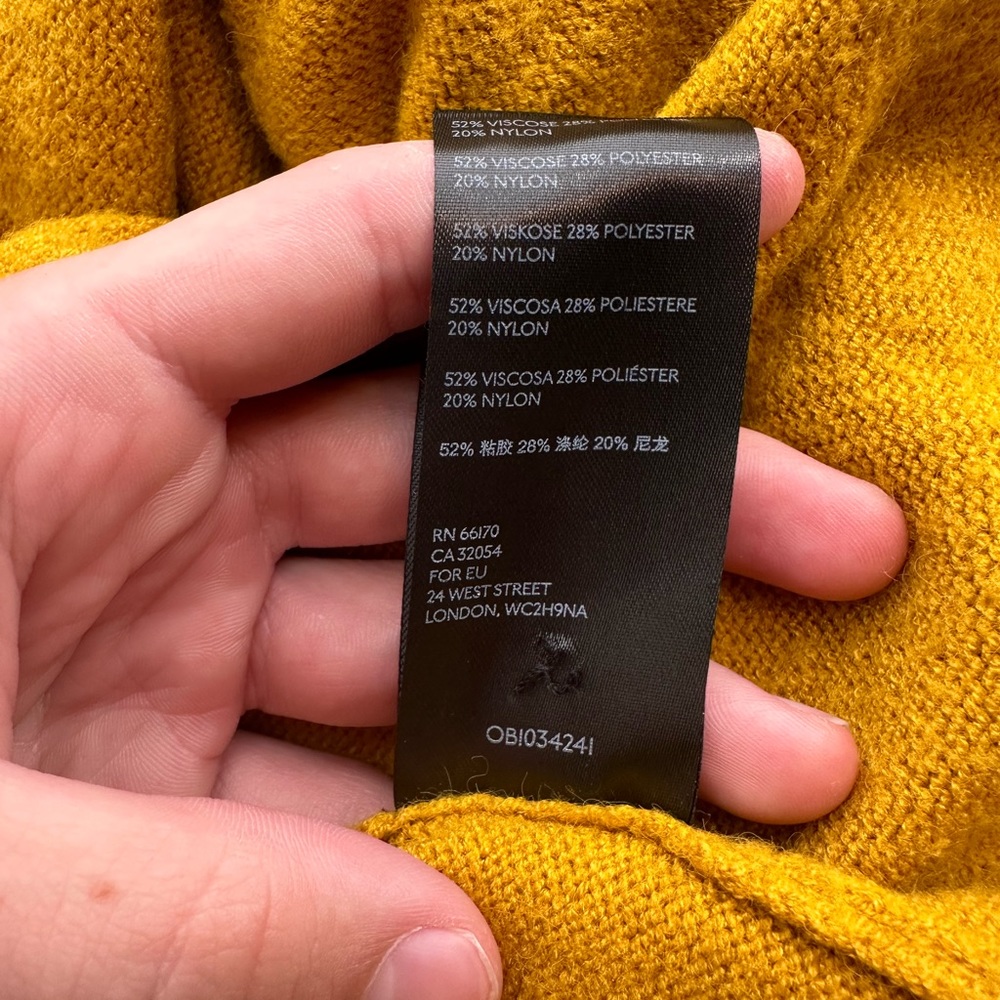 Anthropologie Women's Mock Turtleneck Sweater Mustard Yellow Soft Size Small - Picture 10 of 11